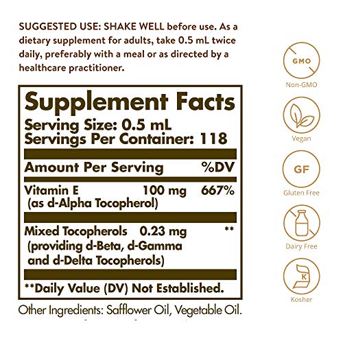 Liquid Vitamin E Drops - 2 oz Non-GMO