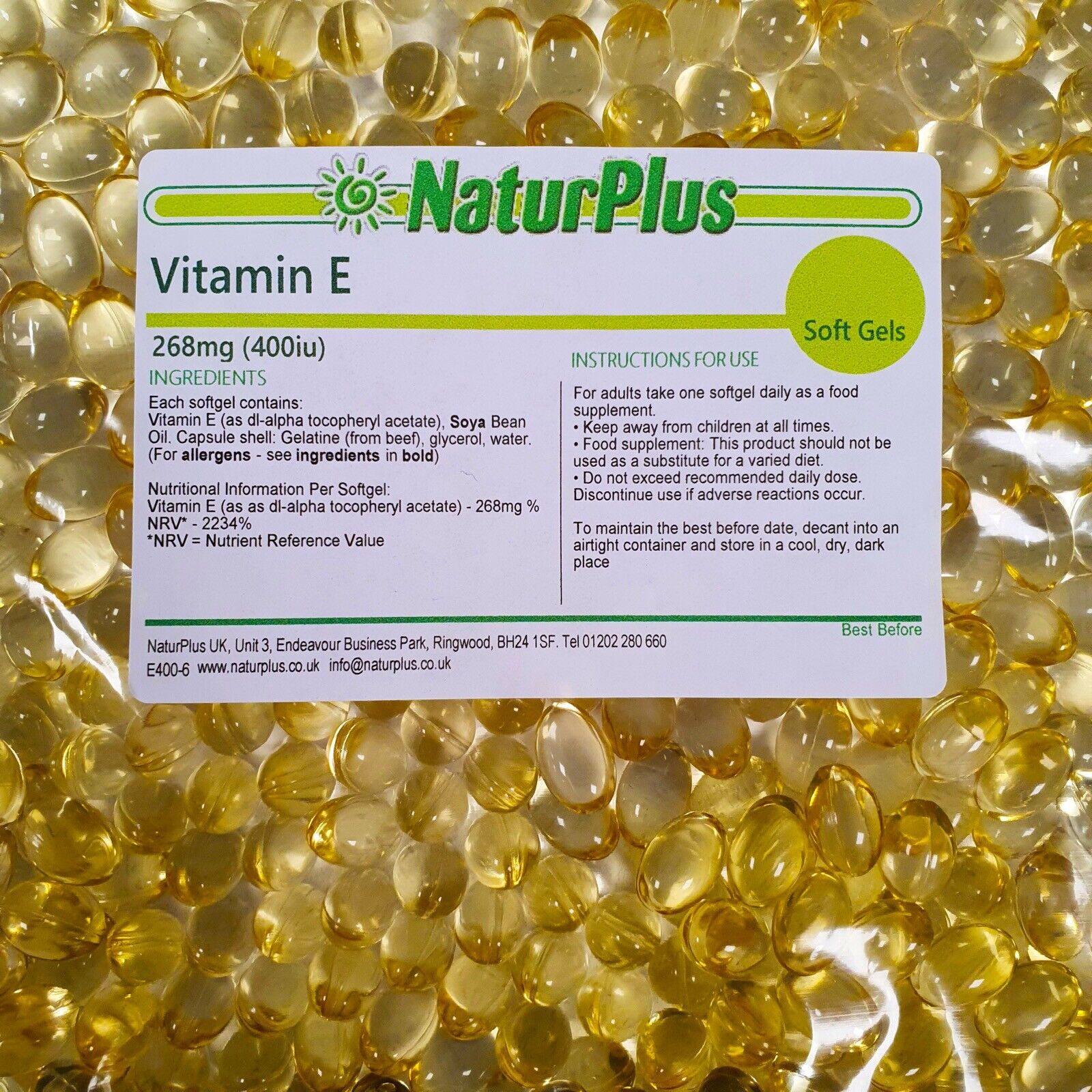 Vitamin E 400iu 180 Capsules by NaturPlus