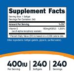 Nutricost Vitamin E 400 IU Softgels, 240 Count