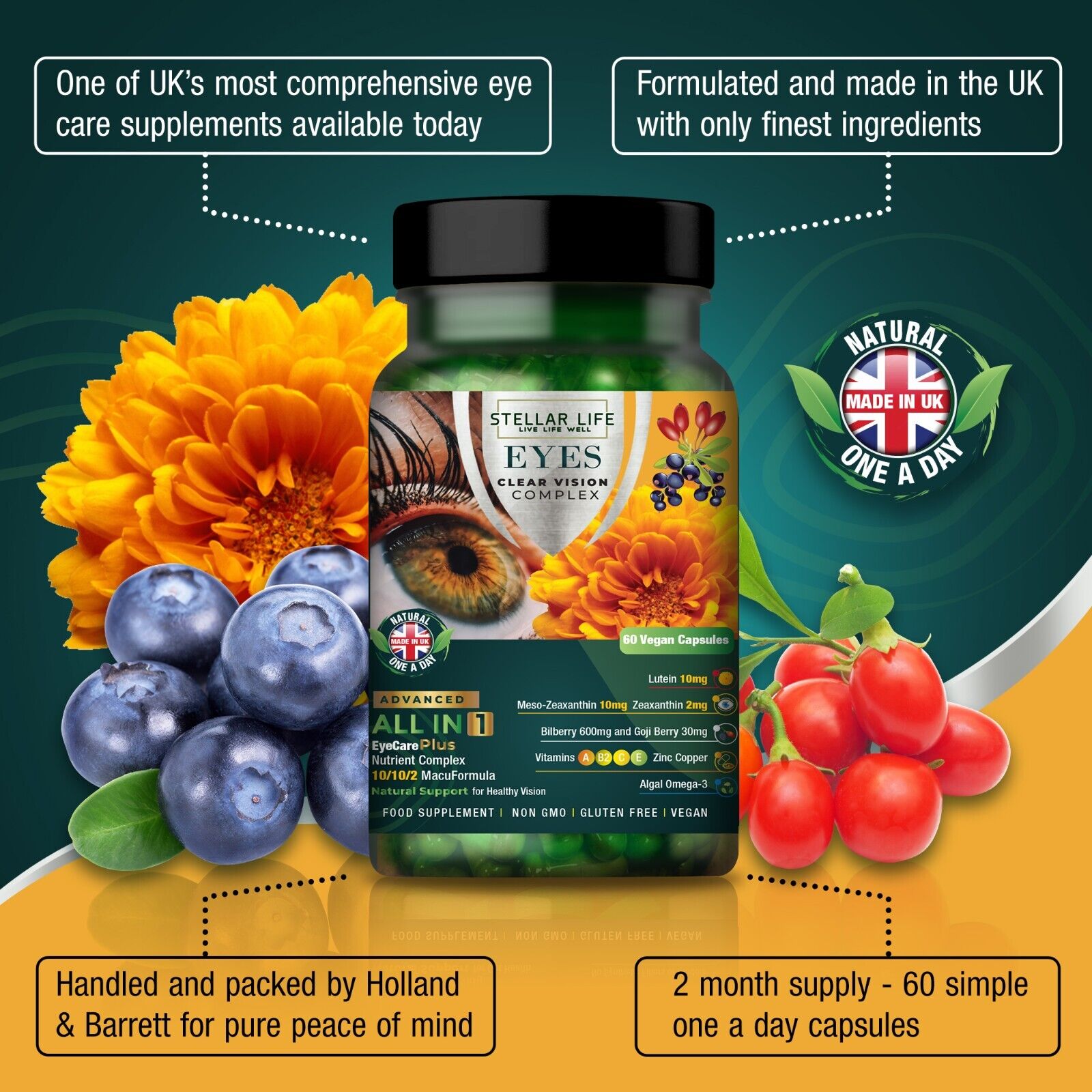 Vegan Eye Vitamin & Mineral Supplement for Clear Vision