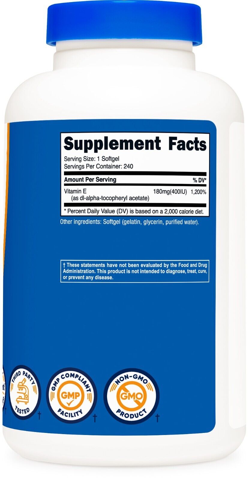 Nutricost Vitamin E 400 IU Softgels, 240 Count
