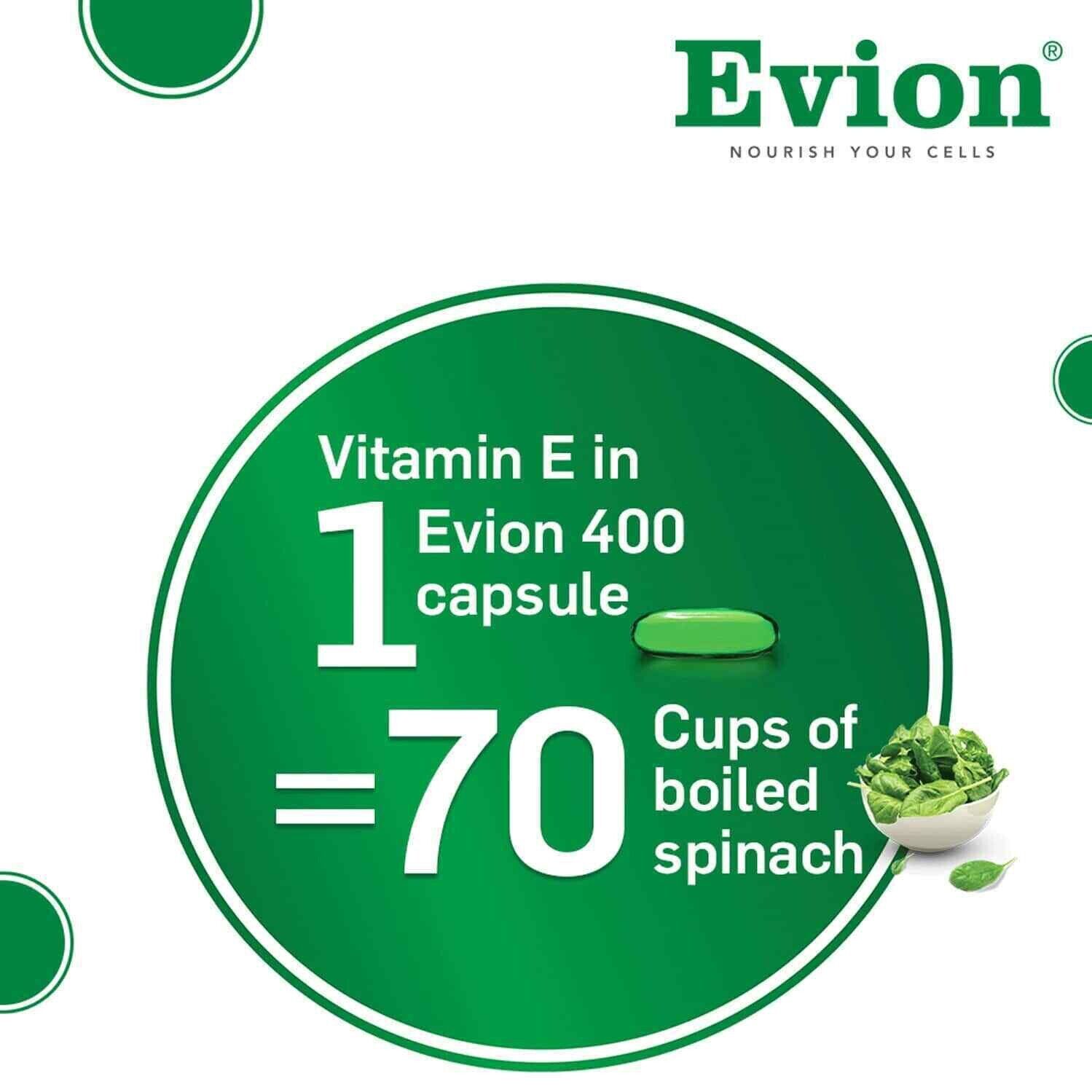 Vitamin E Evion 400mg Capsules for Healthy Skin & Hair