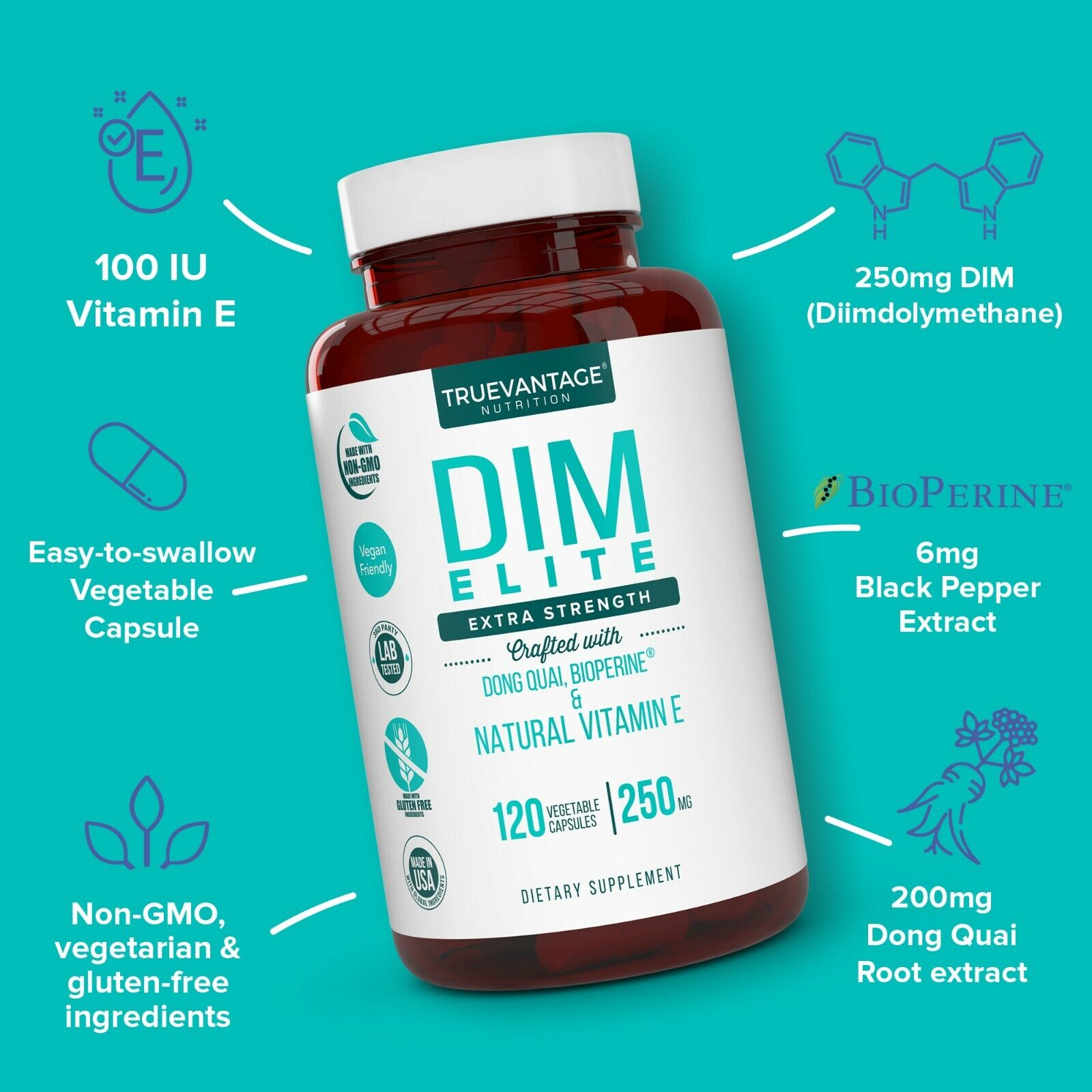 Extra Strength DIM 250mg with Dong Quai & Vitamin E