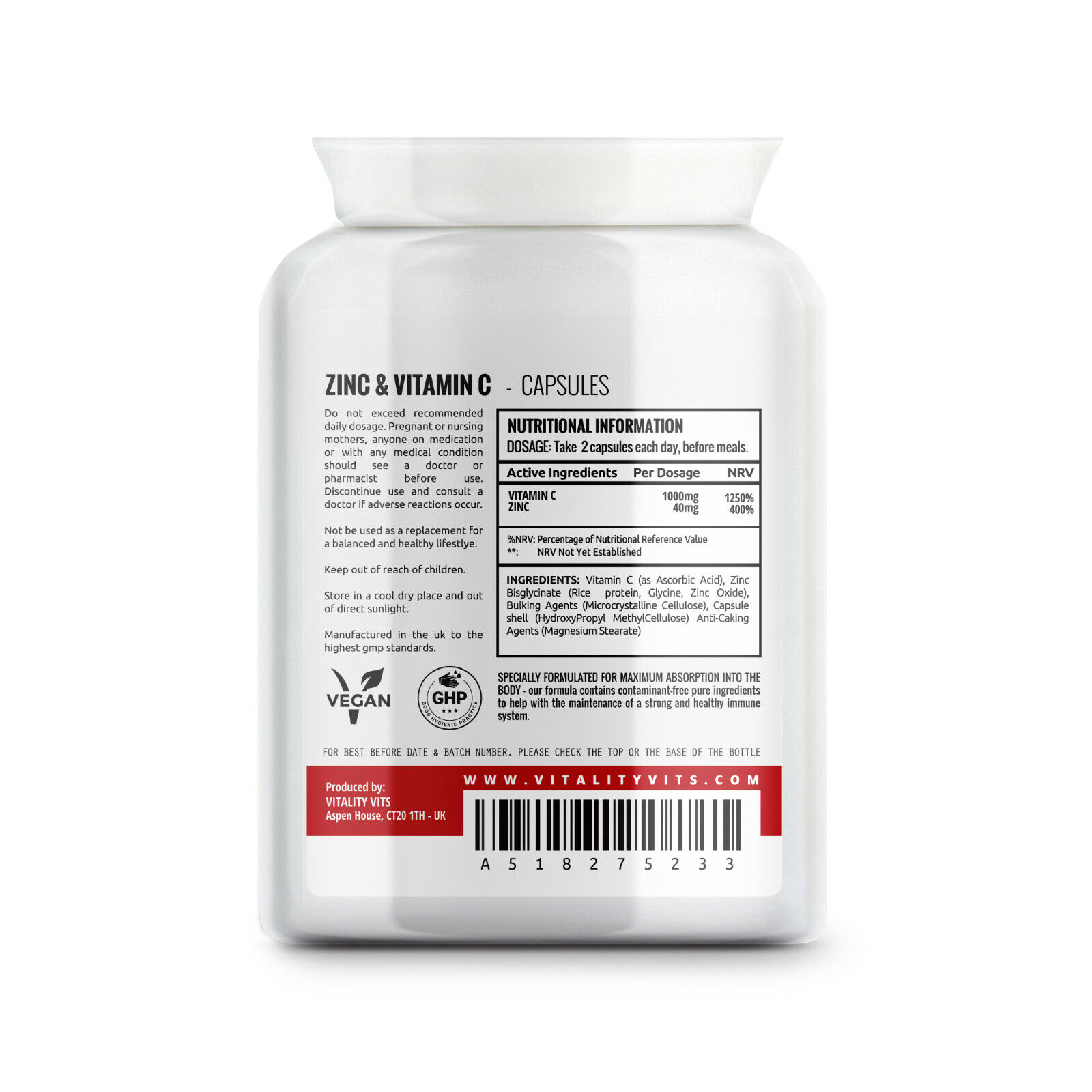 Vitamin C and Zinc Immune Support Capsules