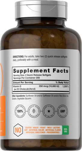 High Potency Vitamin D3 10000 IU Softgels
