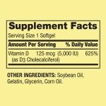 Spring Valley Vitamin D3 Softgels 5,000 IU, 250 Count
