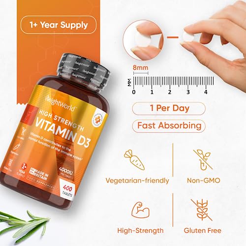 Vitamin D3 4000 IU - 400 Tablets for Strong Immunity