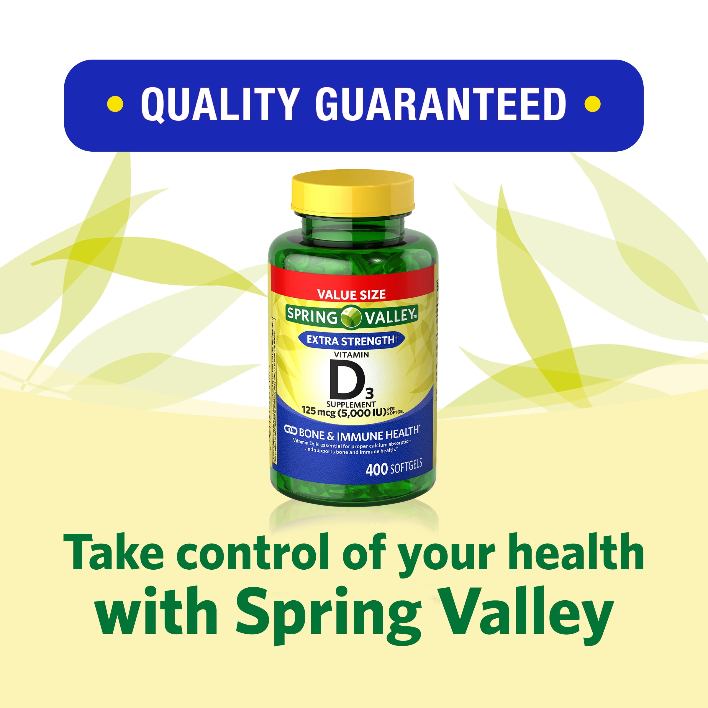 Spring Valley Vitamin D3 Softgels, 125 mcg, 400 Count