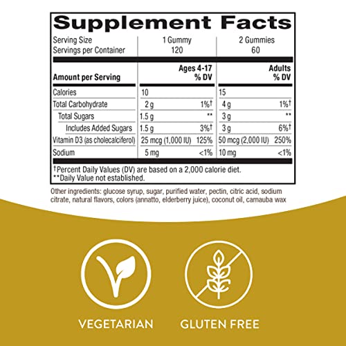 Nature’s Way Vitamin D3 Gummies, Immune Support, 120 Count