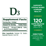 Nature's Bounty Vitamin D3 Softgels, 120 Count