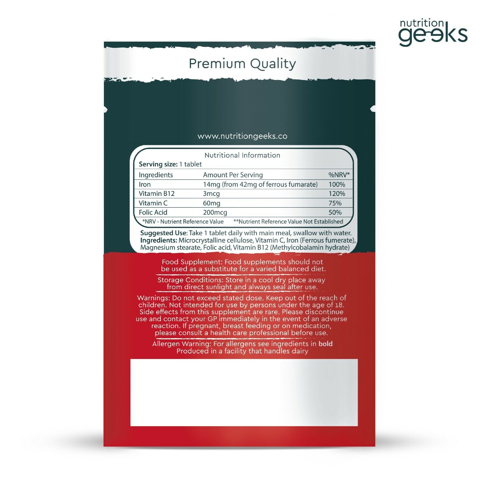 Iron Tablets with Folic Acid, B12 & Vitamin C