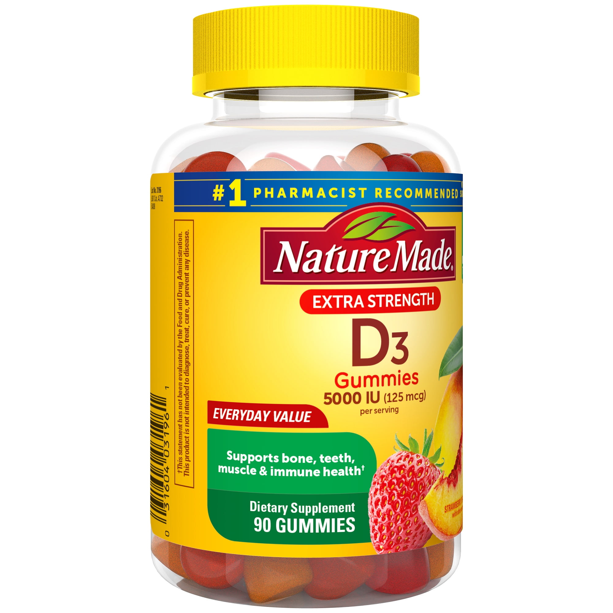 Nature Made Extra Strength Vitamin D3 Gummies 90 Count