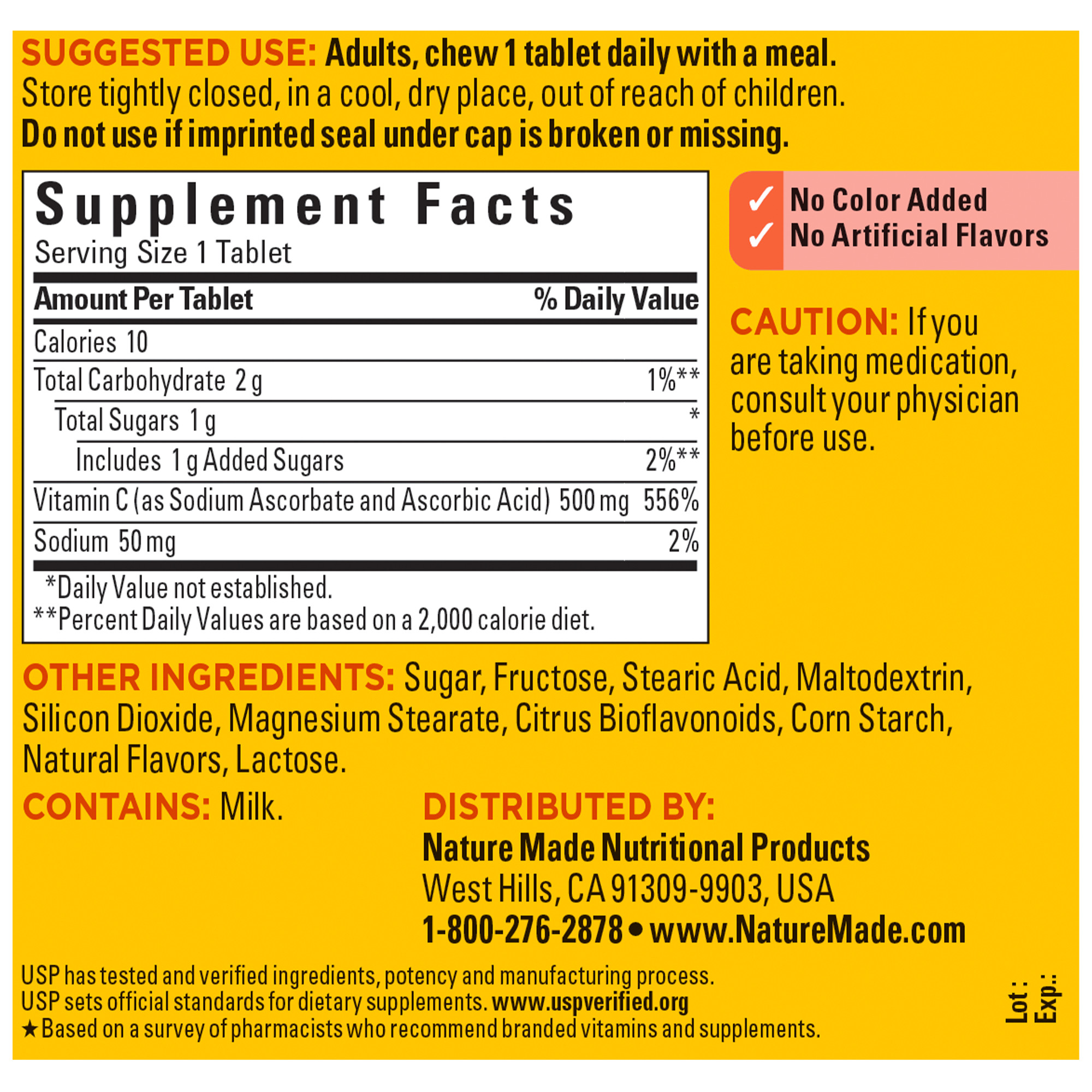 Nature Made Chewable Vitamin C 500 mg, 70 Tablets