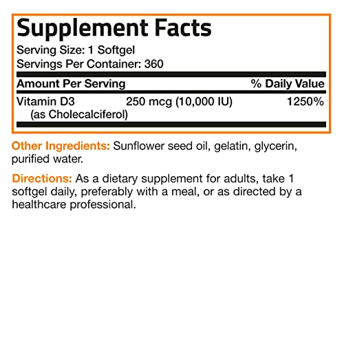 Bronson Vitamin D3 10,000 IU - Immune & Bone Support