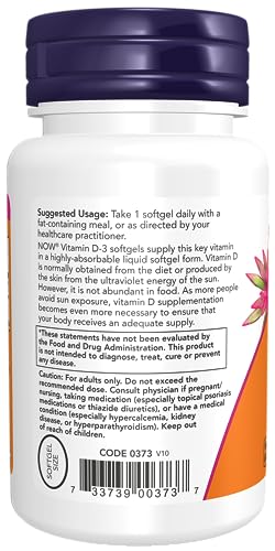 NOW Vitamin D-3 5000 IU – 240 Softgels