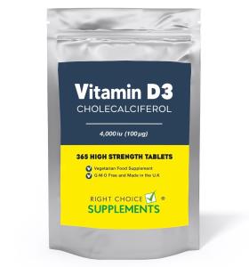 High Strength Vegetarian Vitamin D3 4000 IU Tablets