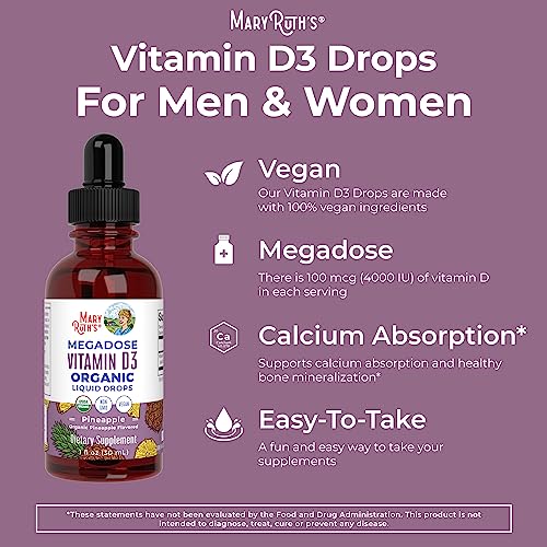 MaryRuth's Organic Vitamin D3 Liquid Drops, 4000 IU