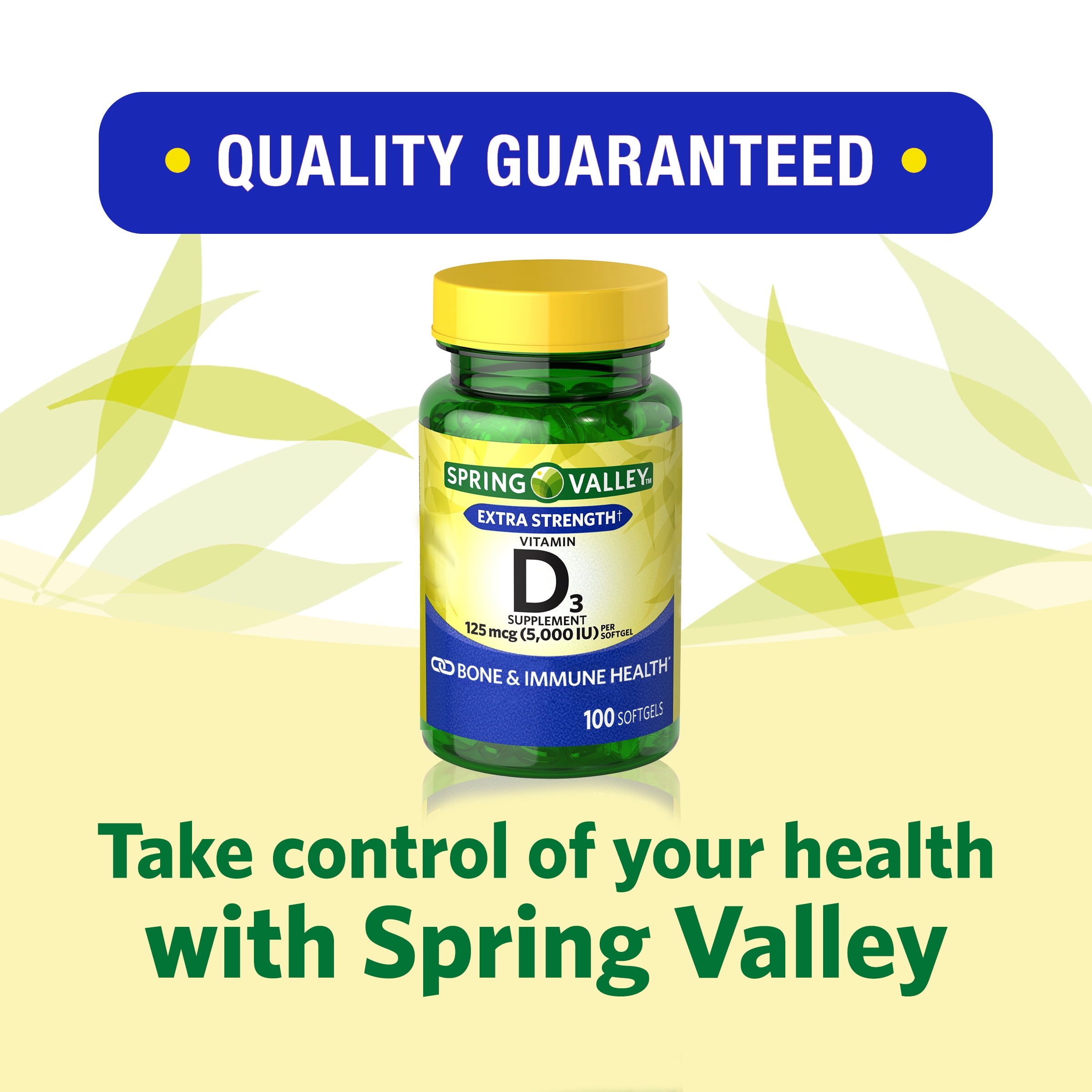 Spring Valley Vitamin D3 Softgels 5000 IU, 100 Count