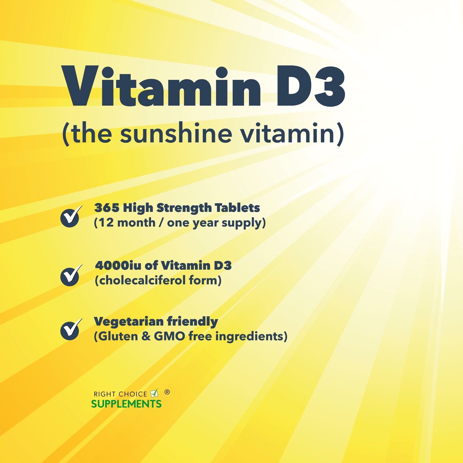 High Strength Vegetarian Vitamin D3 4000 IU Tablets