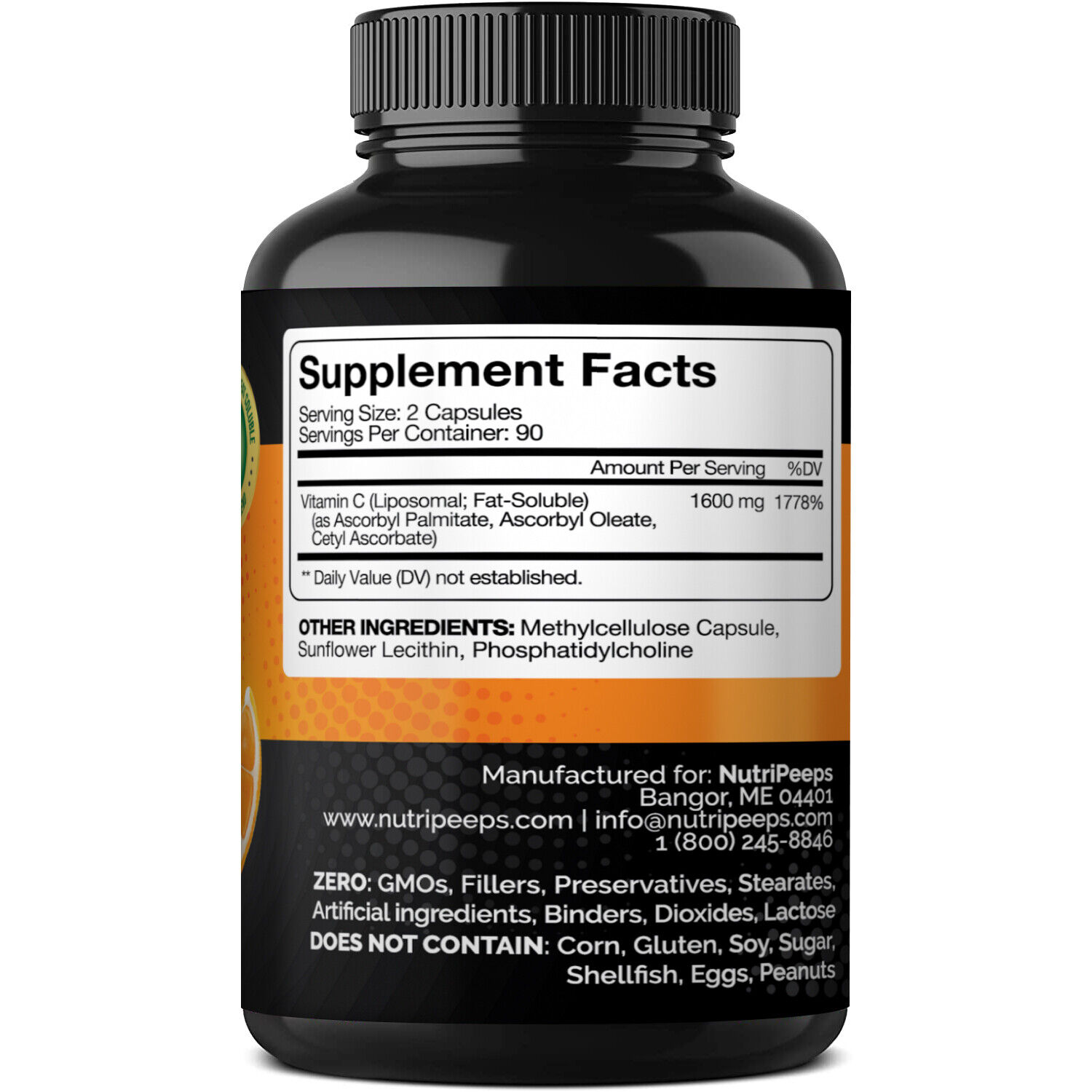 NutriPeeps Liposomal Vitamin C 1600mg Capsules