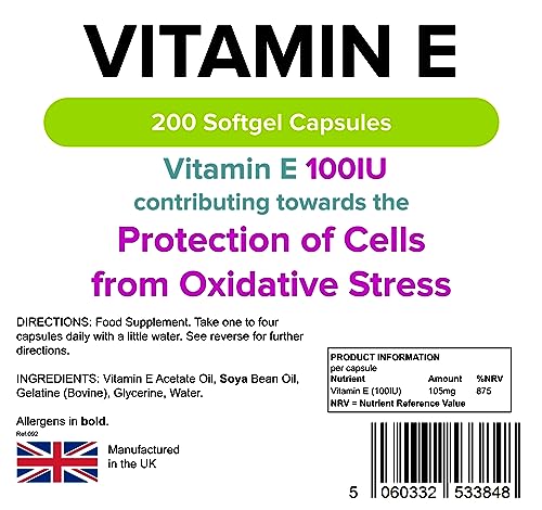 Lindens Vitamin E 100IE Capsules - Powerful Antioxidant