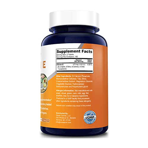 NusaPure 1000 IU Vitamin E, 200 Tablets