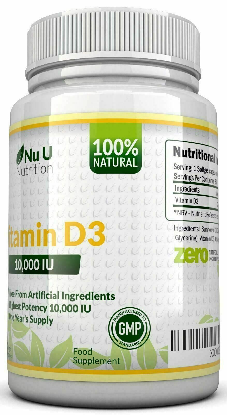 Vitamin D3 10,000 IU - 365 Softgel Capsules