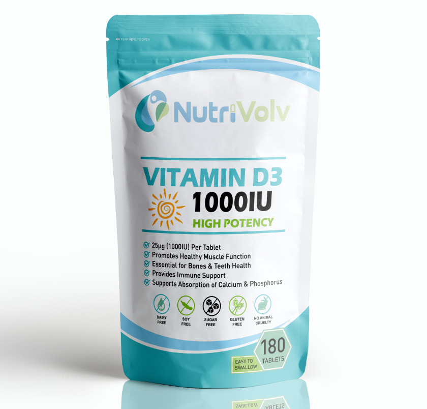 Vitamin D3 1000IU - 180 Tablets for Immunity & Bones