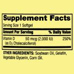 Spring Valley Vitamin D3 Softgels 2000 IU, 200 Count