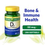 Spring Valley Vitamin D3 Softgels 2000 IU, 200 Count