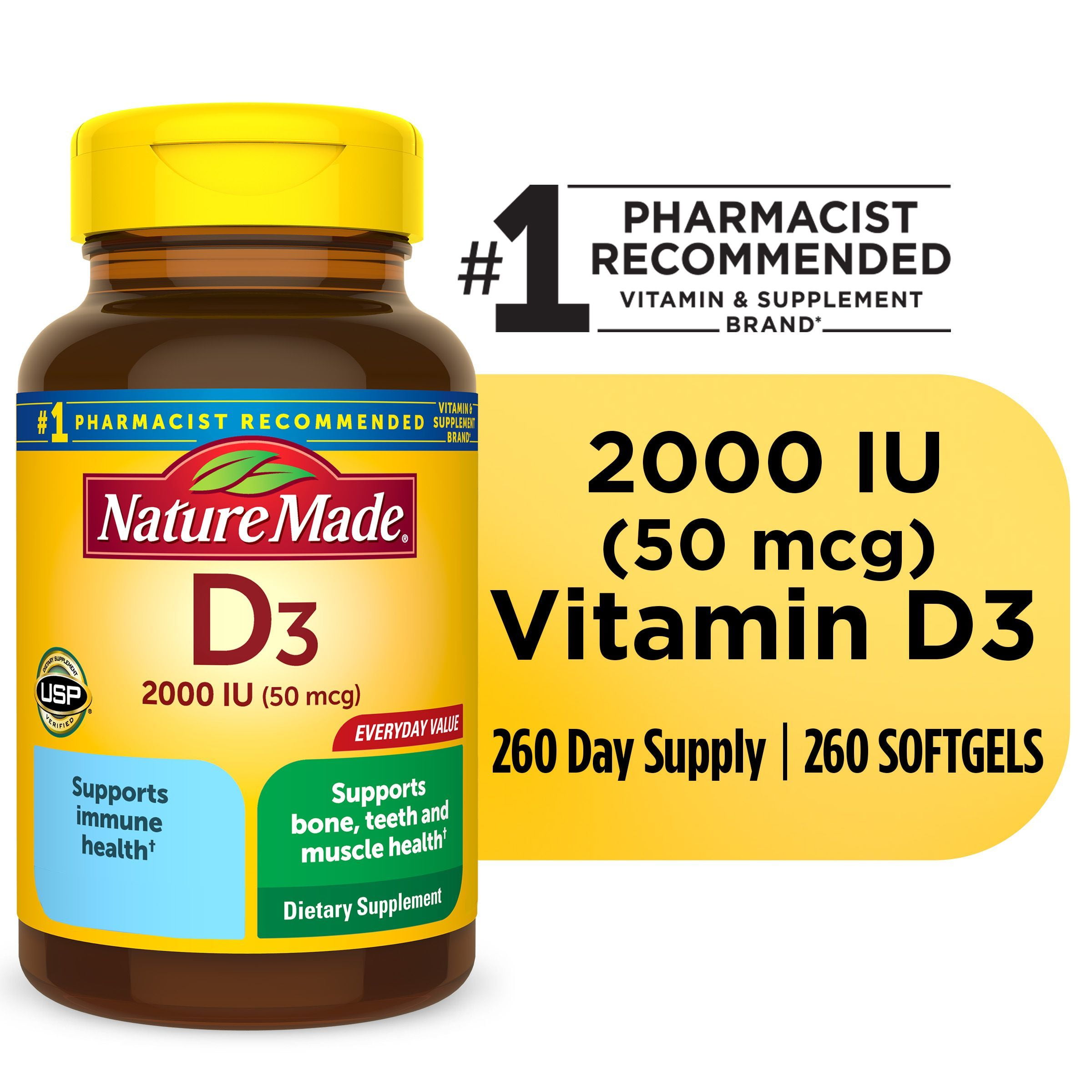 Vitamin D3 Softgels 2000 IU - 260 Count