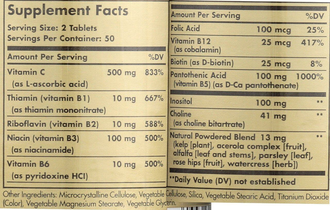 Solgar B-Complex Vitamins, 100 Capsules