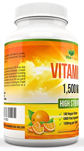 High Strength Vitamin C 1500mg - 180 Vegan Tablets