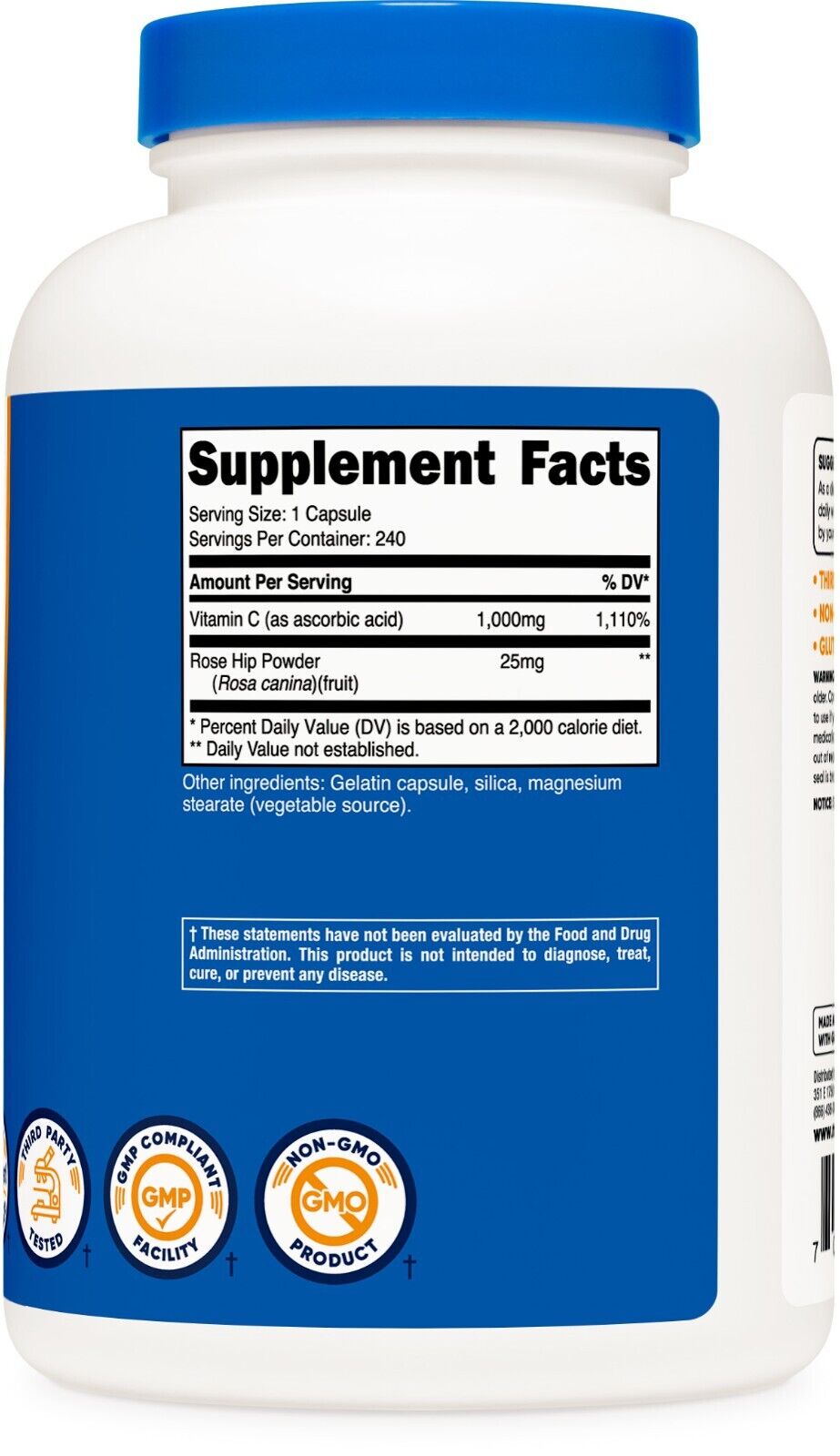 Nutricost Vitamin C with Rose Hips 240 Capsules