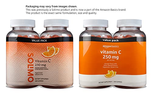 Amazon Basics Vitamin C Gummies, 250 mg, Orange