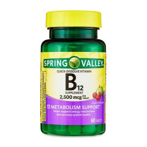 Spring Valley Cherry B12 Quick-Dissolve Tablets, 2500 Mcg