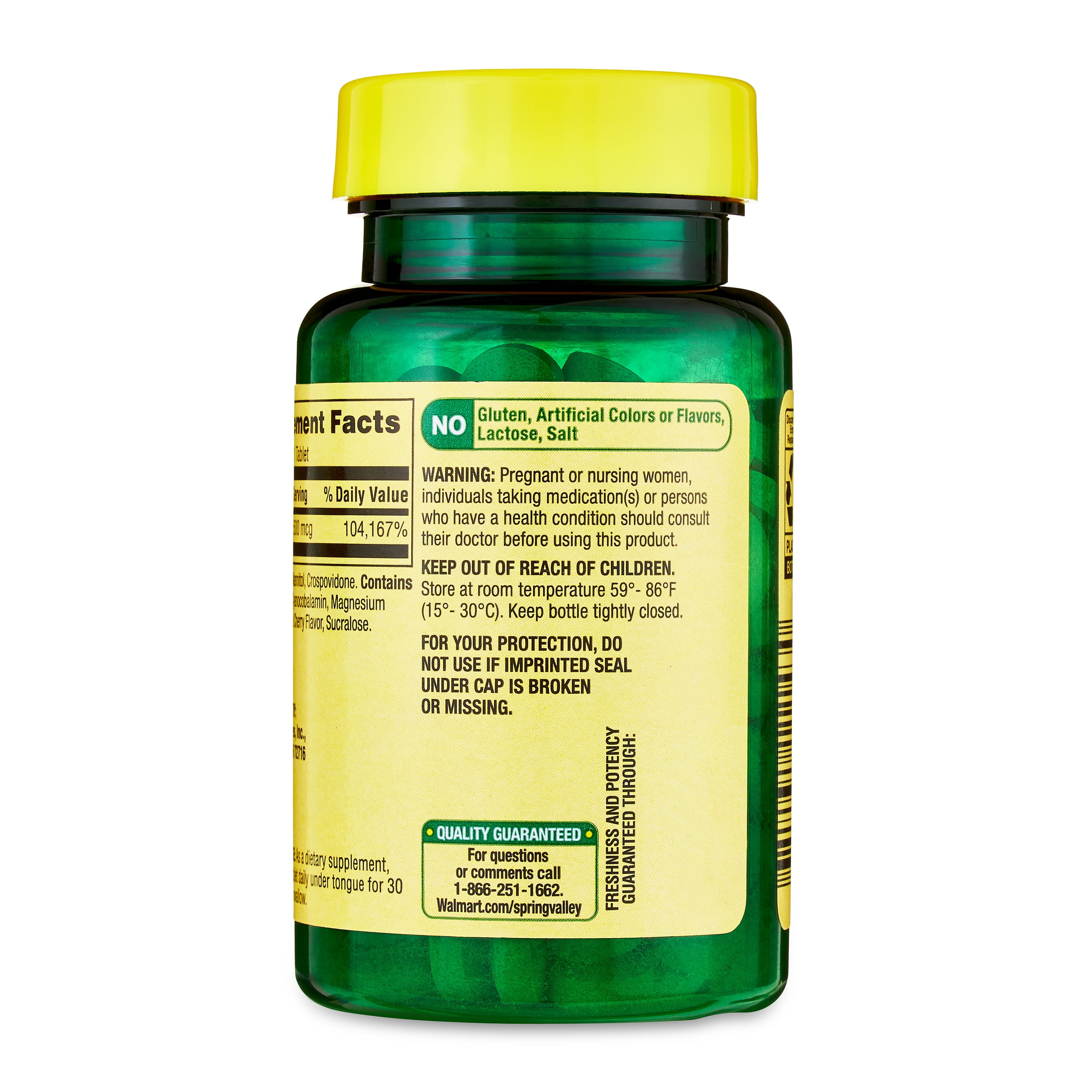 Spring Valley Cherry B12 Quick-Dissolve Tablets, 2500 Mcg