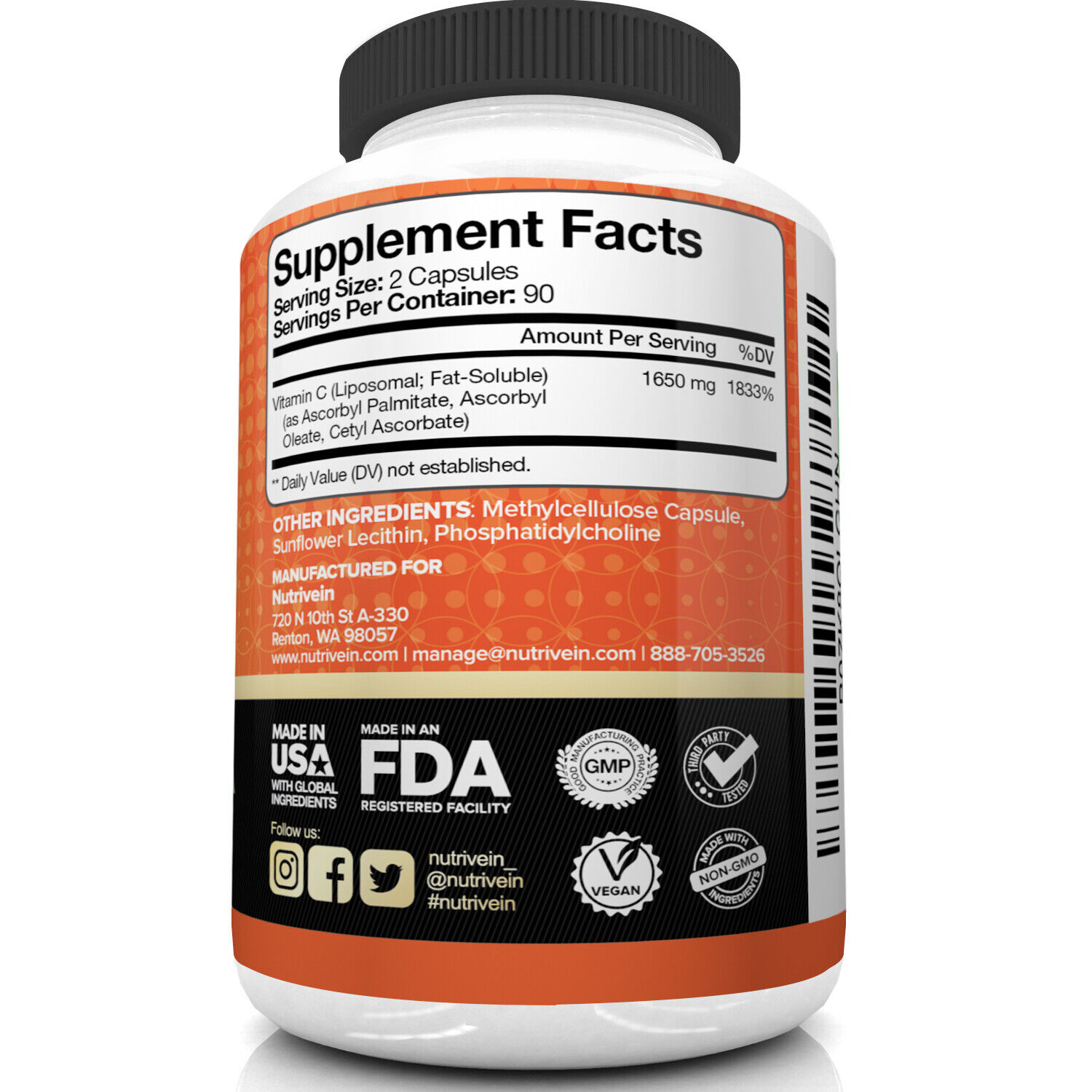 Liposomal Vitamin C 1600mg - 180 Capsules
