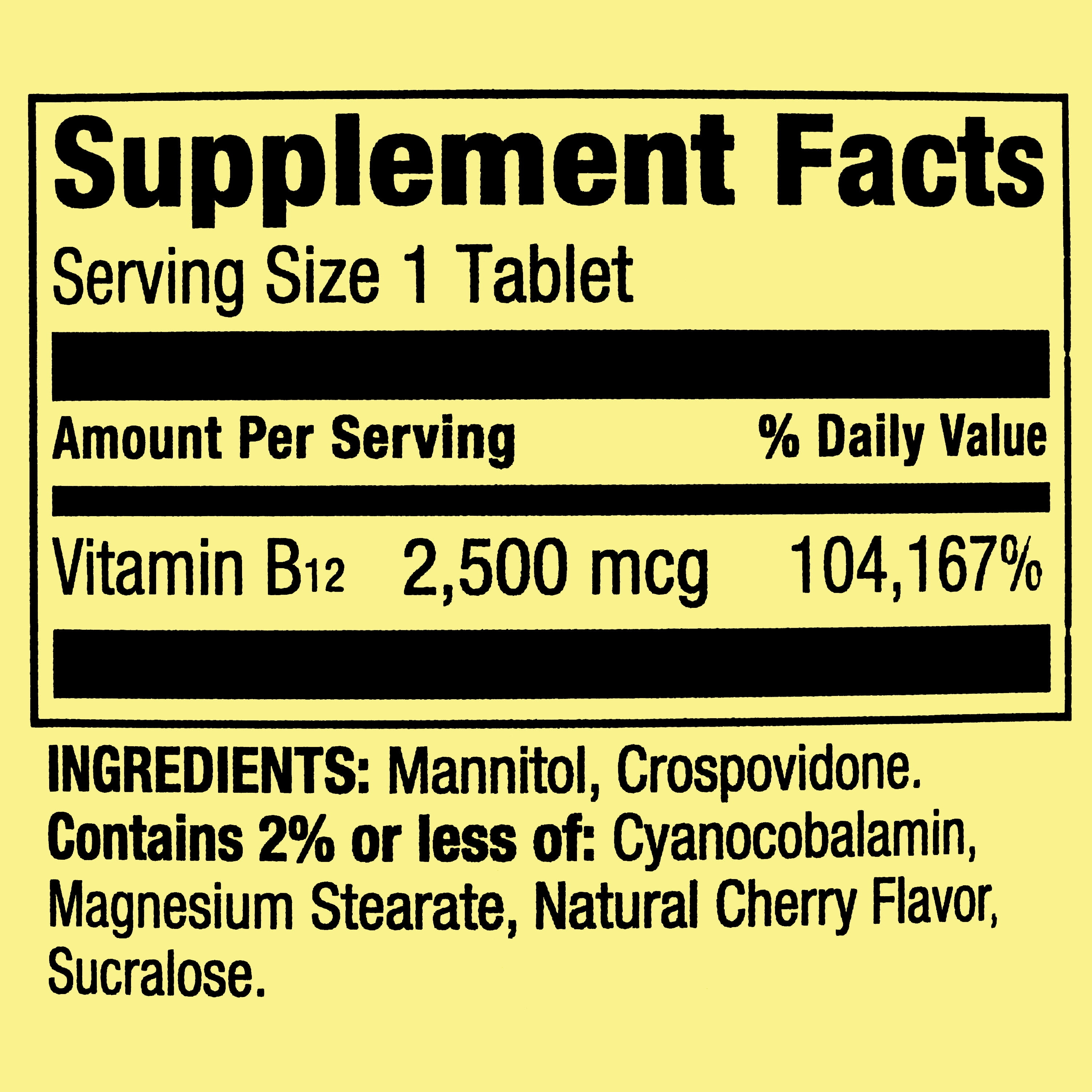 Spring Valley B12 Quick Dissolve Cherry Tablets 2500mcg