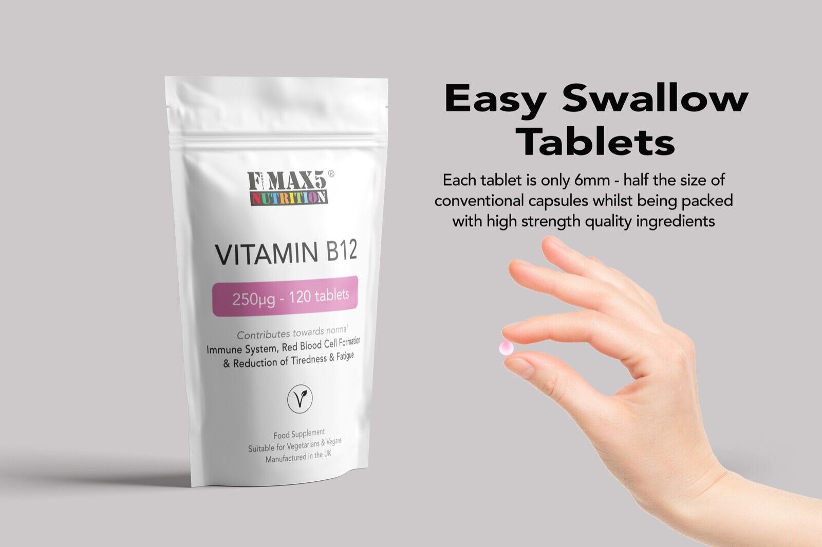 Vitamin B12 250µg Tablets for Energy & Immunity