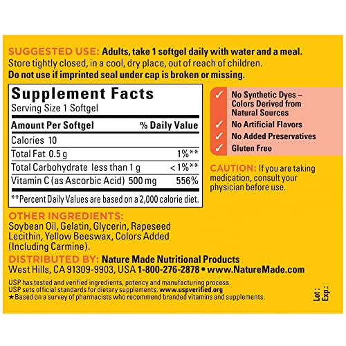 Nature Made Vitamin C 500 mg Immune Support Softgels
