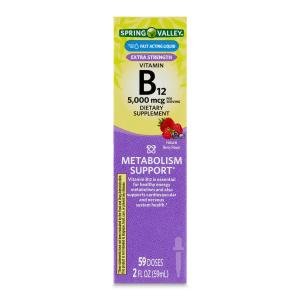 Spring Valley Liquid Vitamin B12, 5000mcg, Berry
