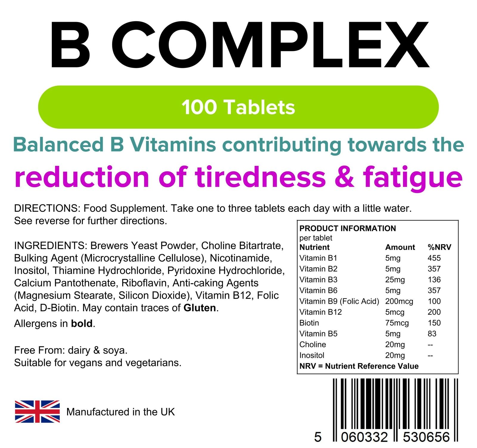 Lindens Vitamin B Complex - 100 Tablets