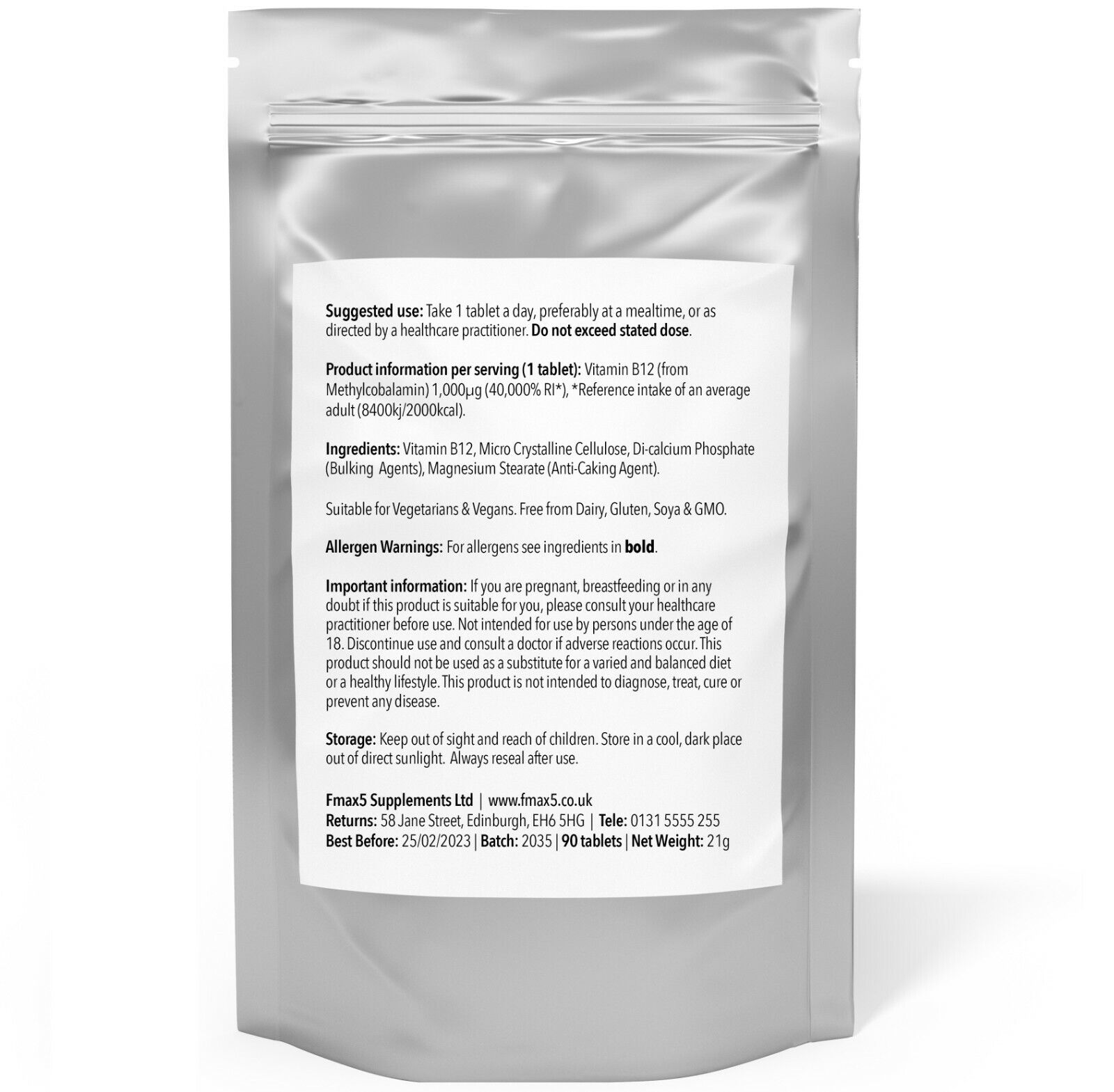 High Strength Vitamin B12 1000mcg Tablets for Energy