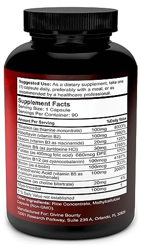 Divine Bounty Super B Complex Vitamins 90 Capsules