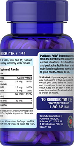 Puritan's Pride B-Complex & B-12, 180 Tablets
