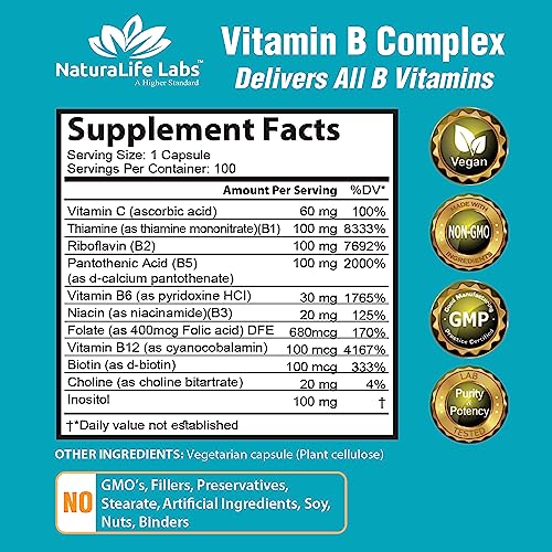 NaturaLife Labs Vitamin B Complex with C & Folic Acid