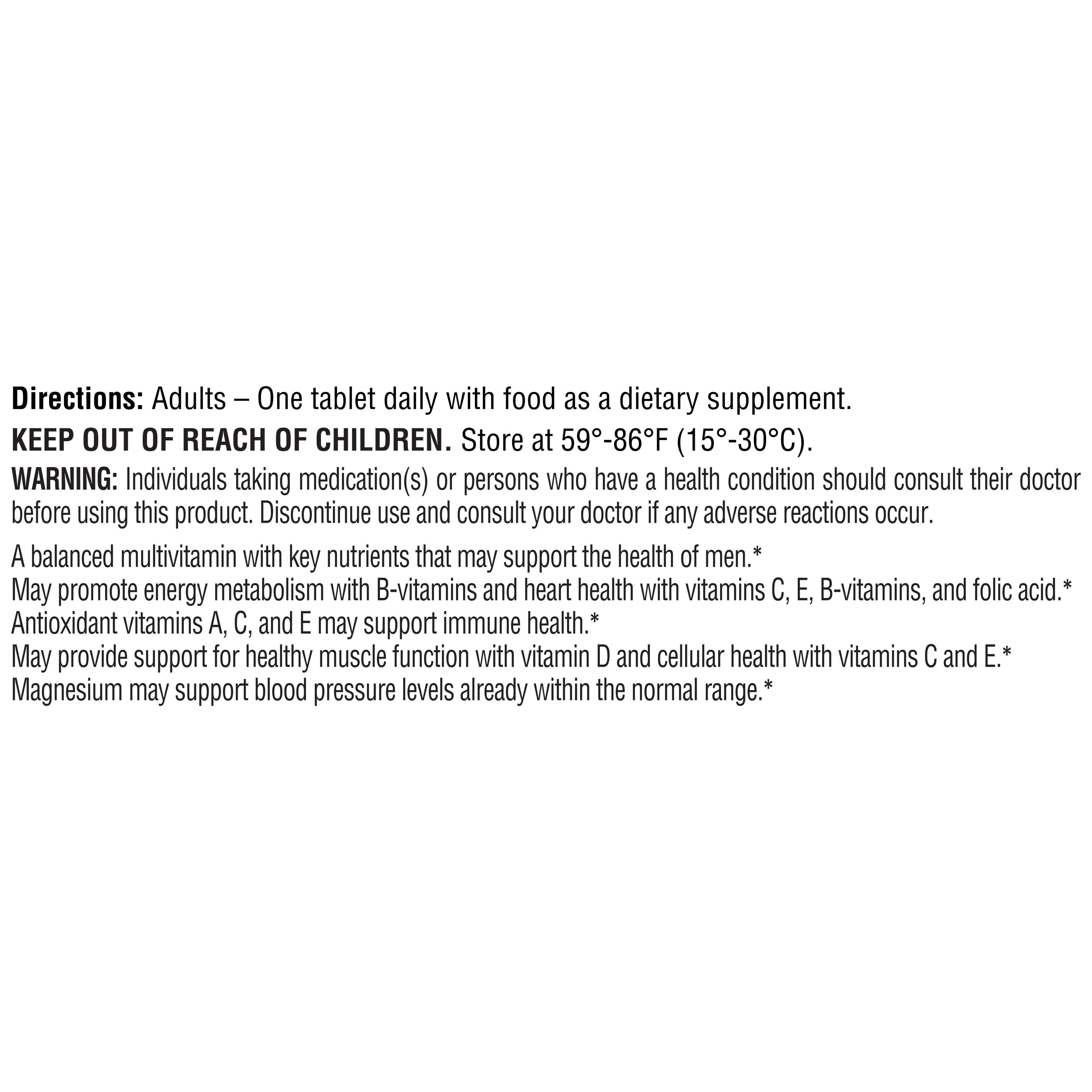 Equate Men's One Daily Multivitamin Tablets, 100 Count