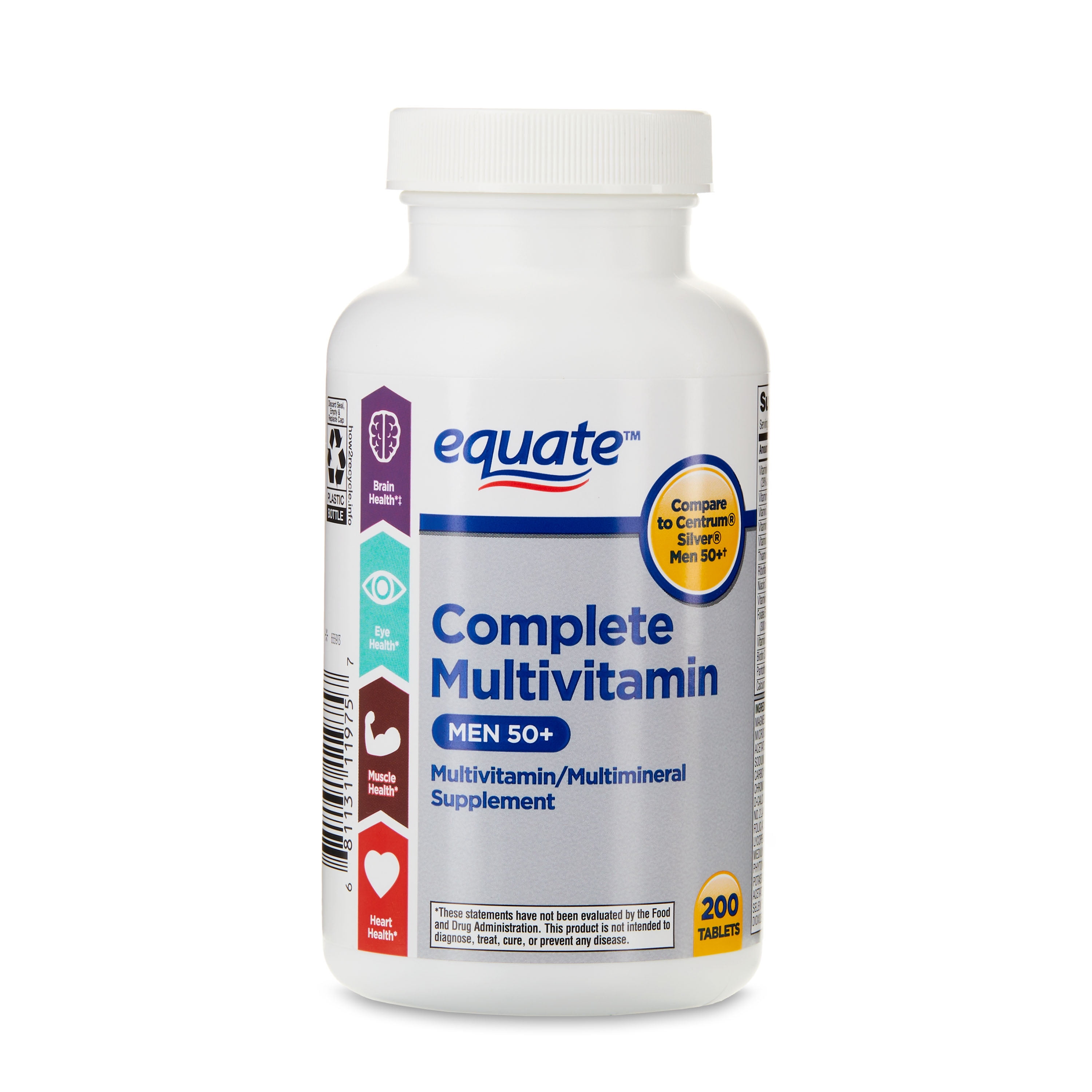 Men's 50+ Complete Multivitamin Supplement Tablets, 200 Count