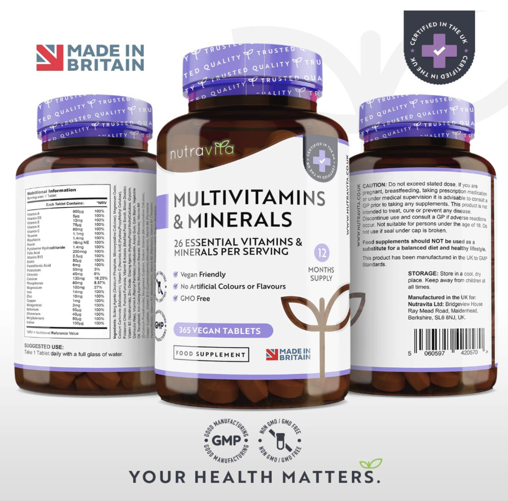 Vegan Multivitamin and Mineral Supplement - 365 Tablets